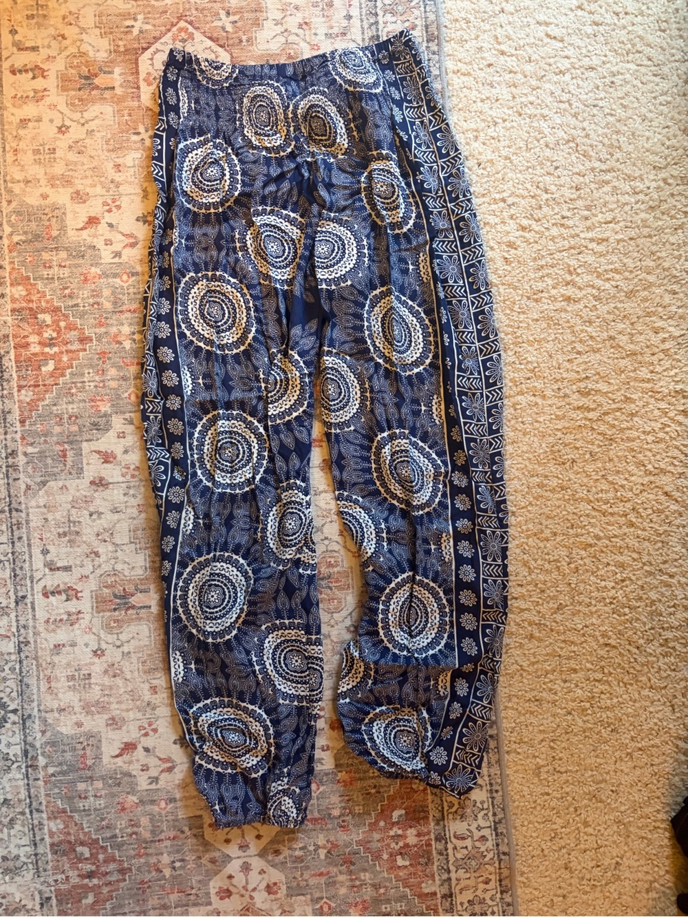 Lotus and Luna Blue Printed Harem Pants